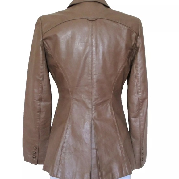 Women's Brown Leather Jacket - Picture 7 of 11